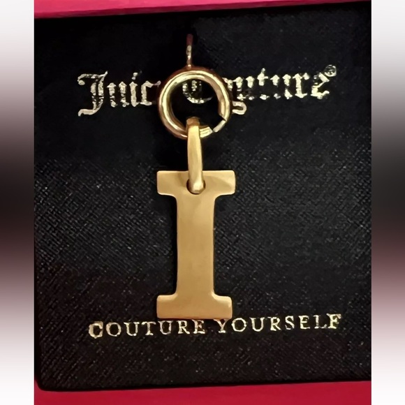 NWT NIB JUICY COUTURE Letter " I " Pendent Necklace Charm NEW Gold Tone - Picture 2 of 5
